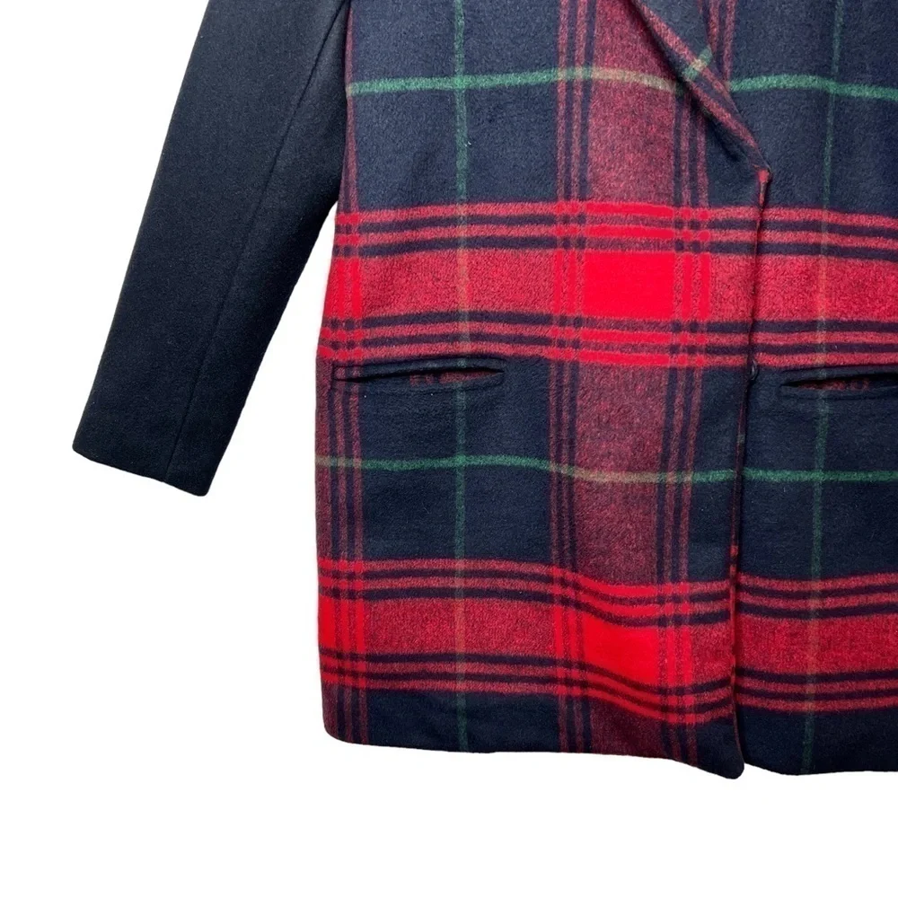 GAP Women’s Wool Blend Plaid Double Breasted Driving Coat Sz S
